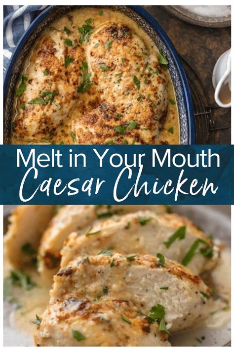Place chicken into a baking dish and bake for about 30 minutes, or until cooked through. Caesar Chicken is the perfect melt in your mouth chicken ...