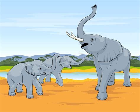 Tres Elefantes La Familia De Elefantes Camina En Sabana Elefante Grande
