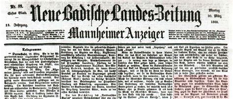 Neue Badische Landes Zeitung 1856 1934