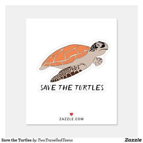 Save The Turtles Sticker Stickers Custom Vinyl Sticker