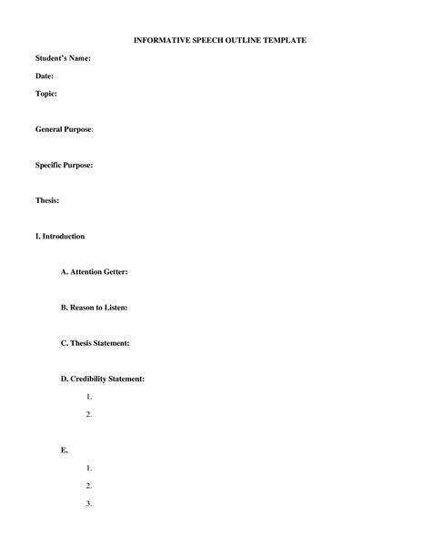Sample Career Speech Outline Example The Document Template