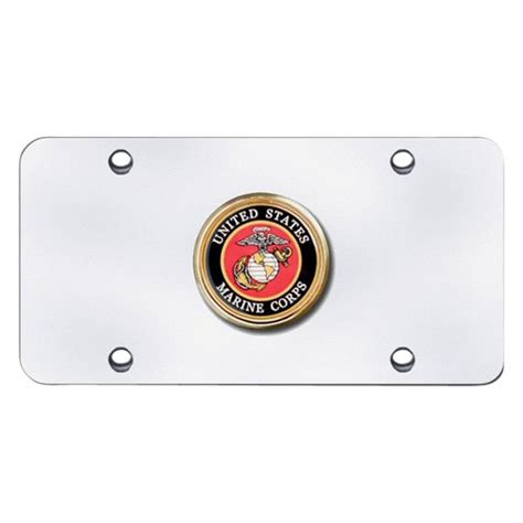 Autogold® Usmc1cc Chrome License Plate With Us Marine Corps Badge Logo