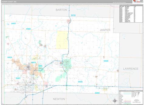 Jasper County Mo Wall Map Premium Style By Marketmaps