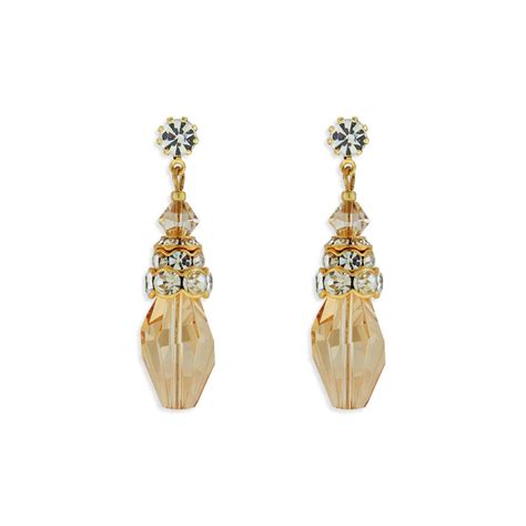Gold Crystal Drop Earrings Giavan