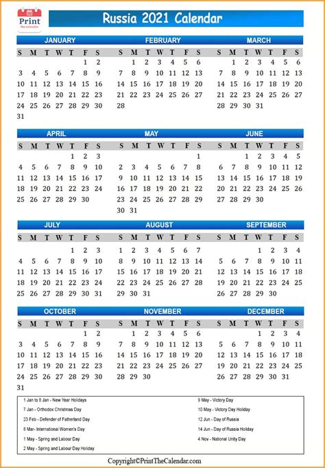 2021 Holiday Calendar Russia Russia 2021 Holidays