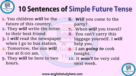 10 Sentences Of Simple Future Tense English Study Here