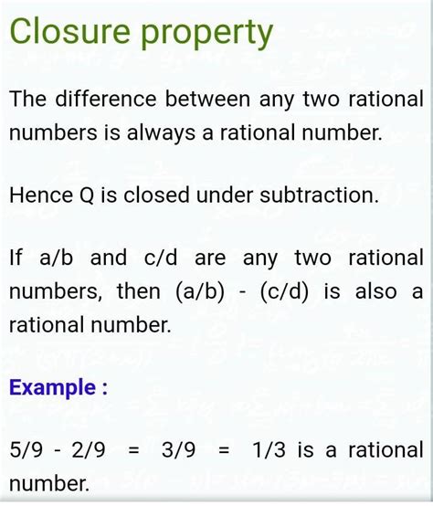 Closure Property Of Rational Numbers Under Subtraction