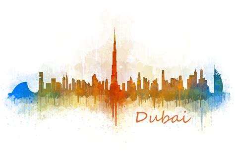 Dubai Emirates Cityscape Skyline V3 Illustrations Creative Market