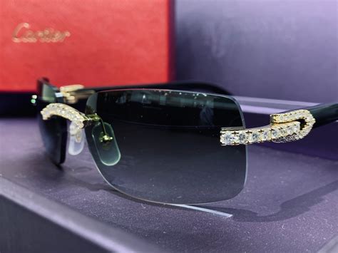 Cartier 5 Carat Diamond Sunglasses Black Horn Monica Jewelers