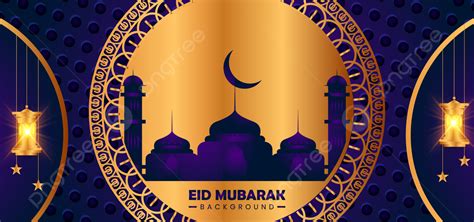 Islamic Tradition Background Of Eid Al Fitr With Golden Mosque