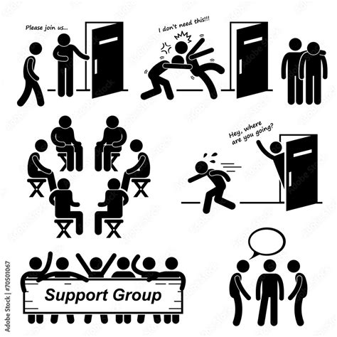 Support Group Meeting Stick Figure Pictogram Icons Stock Vector Adobe Stock