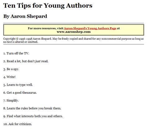 10 Tips For Young Authors