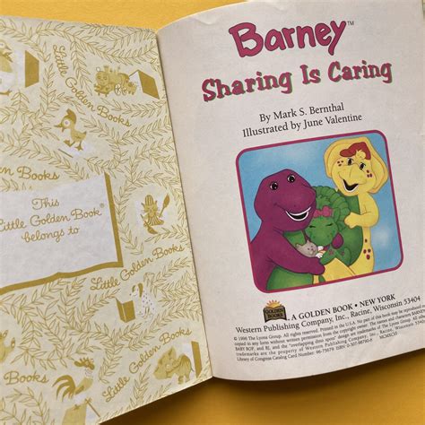 Barney Sharing Is Caring Vintage Little Golden Book 1996 Lgb
