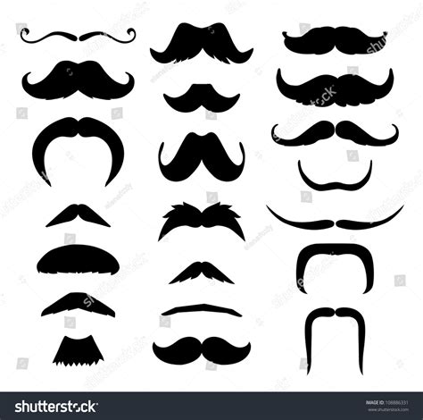 Set Of Mustache Mustache Collection Retro Style Vector Illustration