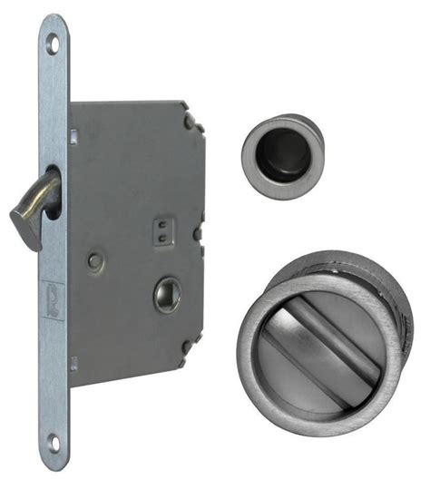 Jv825 Sliding Pocket Door Bathroom Lock Set Cw 2 Flush Pulls And End