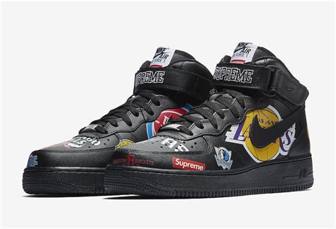 Supreme X Nba X Nike Air Force 1 Mid Black Official Photos Sneakers