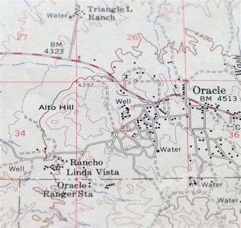 Oracle Arizona Vintage Usgs Topographic Map 1959 Catalina 15 Minute