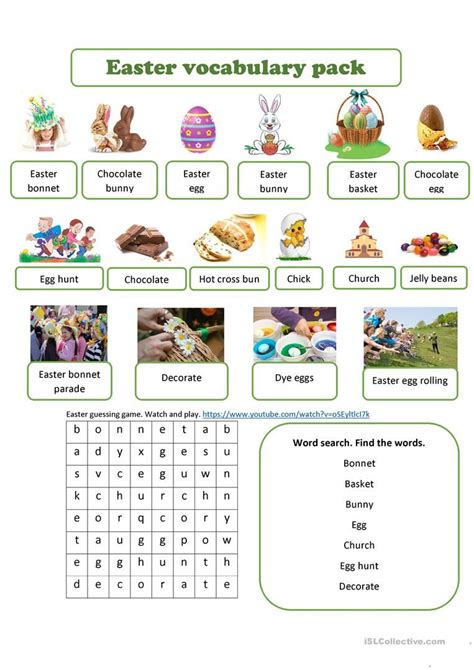 easter vocabulary pack english esl worksheets for distance learning and physical classrooms