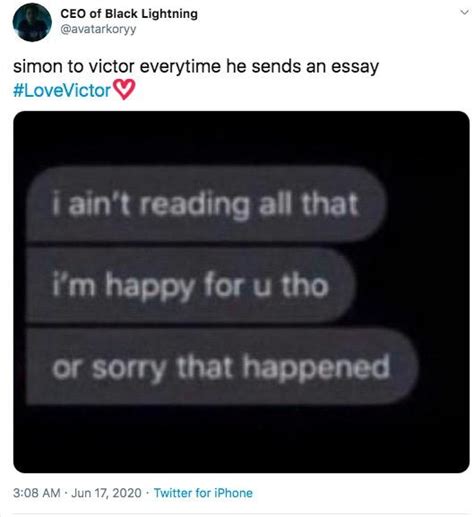 Love Victor I Ain T Reading All That Know Your Meme
