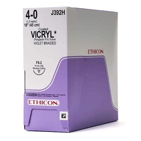 Ethicon Vicryl 40 18 Coated Vicryl Violet Braided Absorbable Suture