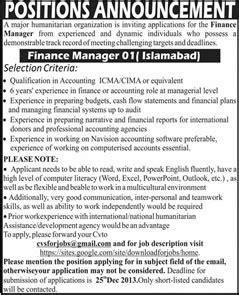 They seek to hire a finance assistant to support the finance & admin manager in delivering the accounting and local statutory reporting for the nairobi hub. Finance Manager Jobs in Islamabad 2013 December at an ...