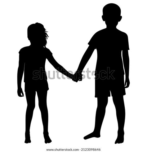 Silhouette Boy Girl Holding Hands Vector Stock Vector Royalty Free