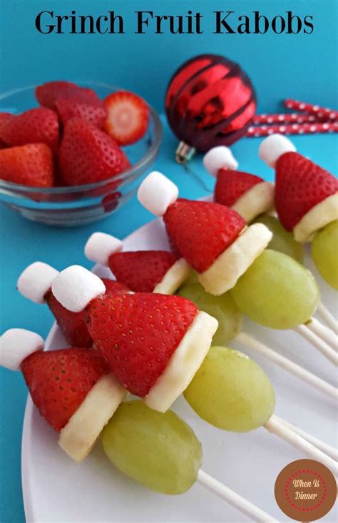 In presenting these hearty holiday appetizers, you can be sure that everyone will keep busy snacking on these tasty bites. Grinch Fruit Kabobs | Recipe | Fruit appetizers, Fruit ...