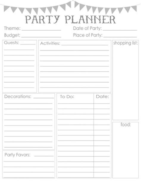 birthday party planner printable