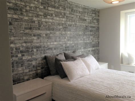 A Grey Brick Wallpaper In A Light And Airy Bedroom Grey Brick Wall