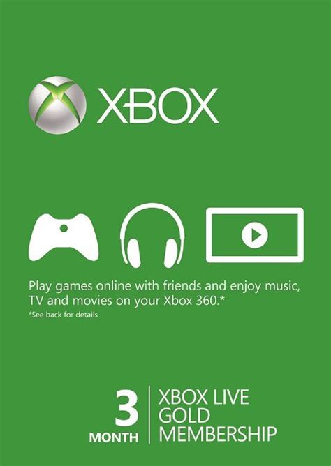 Buy Microsoft Xbox Live 3 Month Gold Membership Card Xbox Live