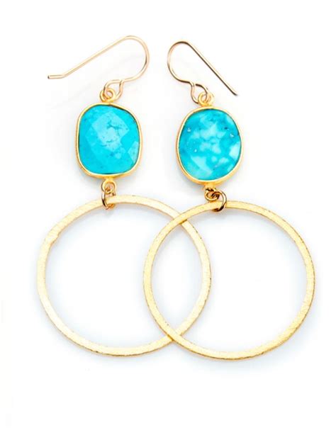 Items Similar To Turquoise Bezel Set Gemstone With Gold Vermeil Hoop