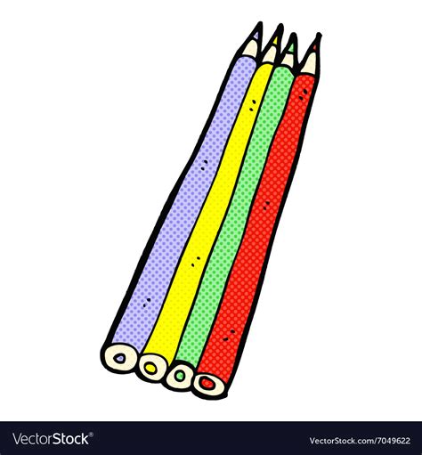 Comic Cartoon Colored Pencils Royalty Free Vector Image