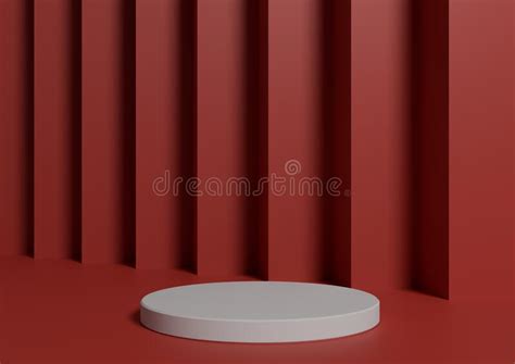 Simple Minimal 3d Render Composition With One White Cylinder Podium Or