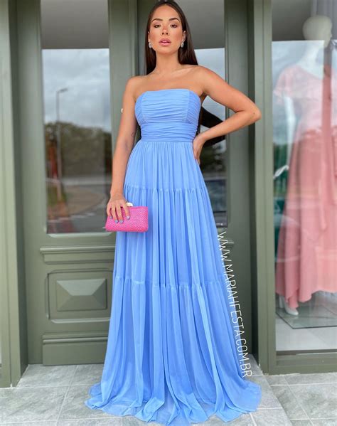 Vestido Azul Serenity Tomara Que Caia Em Tule Mariah Boutique