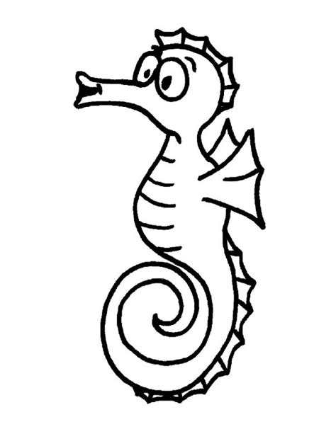 Funny Seahorse In Sea Free Animal Action Coloring Page