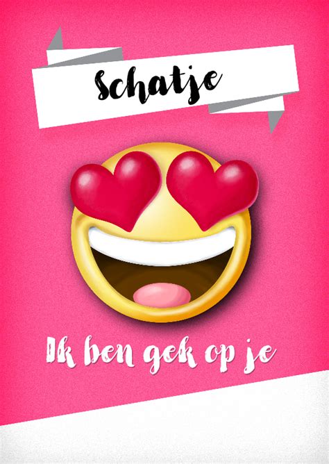 Stuur bijvoorbeeld anoniem een valentijnskaart of maak een persoonlijke valentijnskaart met je naam. Valentijnskaart met smiley en hartjes als ogen | Kaartje2go