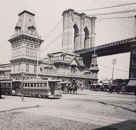 Brooklyn Fulton Ferry House And The Brooklyn Bridge 1885 New York