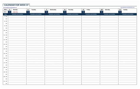 Weekly Calendar Excel Calendars