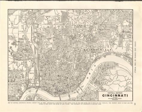 Vintage Street Map Of Cincinnati Black And White City Map