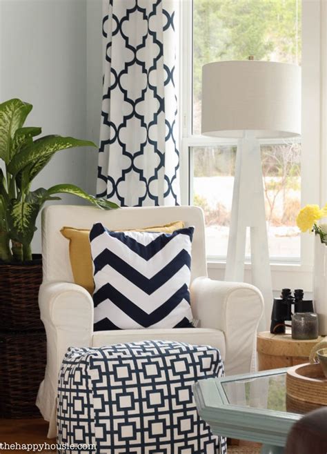 Cozy Coastal Navy And White Living Room Refresh The