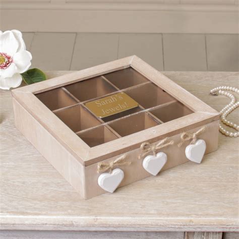 Personalised Wooden Jewellery Box With Hearts By Dibor