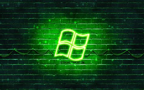 Scarica Sfondi Windows Logo Verde 4k Verde Brickwall Con Il Logo Di
