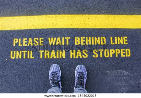 Please Wait Behind Line Until Train Stock Photo 1845022015 Shutterstock