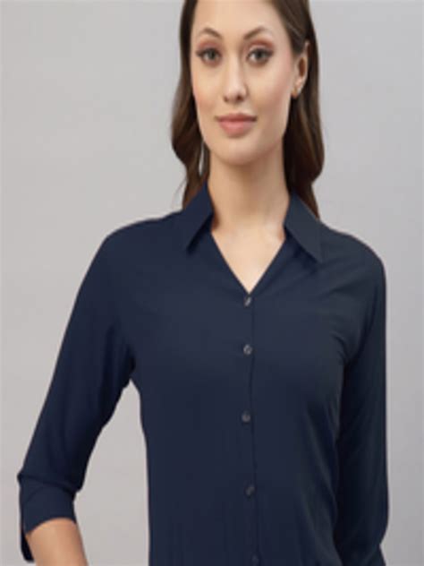 Buy Selvia Navy Blue Shirt Style Top Tops For Women Myntra