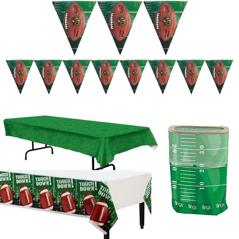 Football Football Tailgate Party Supply 4pc Decoration Pack Green White Brown