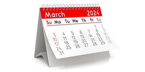 March 2024 Table Calendar 3d Illustration Clipart K80214350