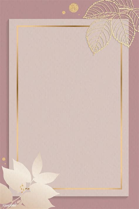 Blank Rectangle Gold Frame On Pink Background Template Vector 742