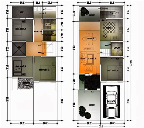 Rumah dua kamar tidur dan satu ruang kerja dengan ukuran luas 107 meter persegi. Pembangunan Denah Rumah 2 Lantai Minimalis | Renovasi ...