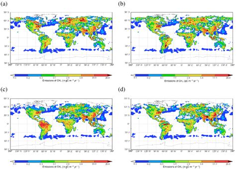 Maps Of The Global Annual Emissions Of Methane From All Sources For The