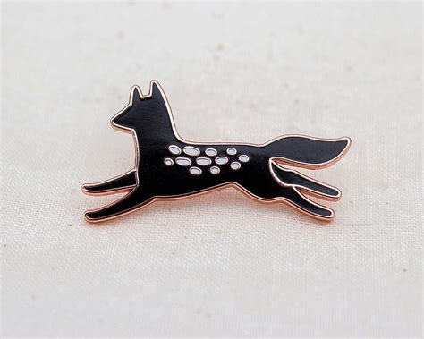 Black Wolf Fox Enamel Pin Lapel Pin Badge Etsy Canada Enamel Pins